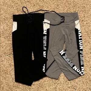 ❤️4/$10 PINK Victoria's Secret Black and Gray Leggings Set